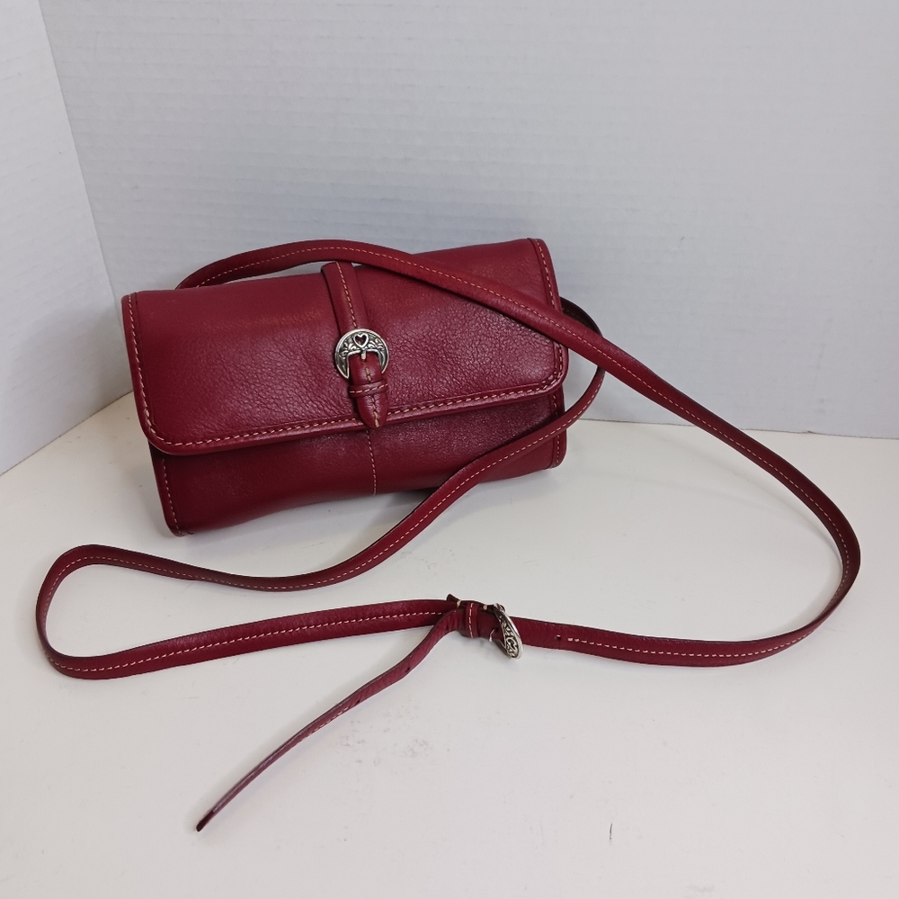 Brighton Vintage Women's Wallet Small Crossbody Red Leather
